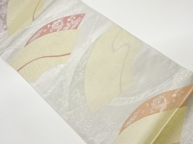 JAPANESE KIMONO / VINTAGE FUKURO OBI / WOVEN SPIRAL & FUKIYOSE PATTERN